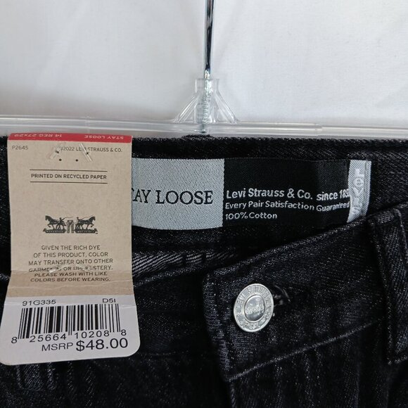 NEW LEVI'S SILVER TAB Stay loose Boy Jeans Black Size 14 Straight leg - Picture 7 of 9